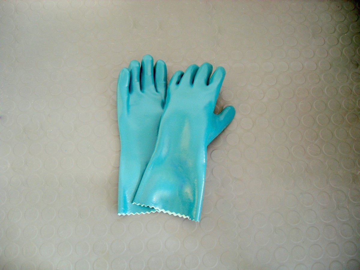 Chemiekalienschutz Handschuhe grün Länge 32 cm