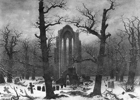 Klosterfriedhof im Schnee 1817/18 - verbrannt