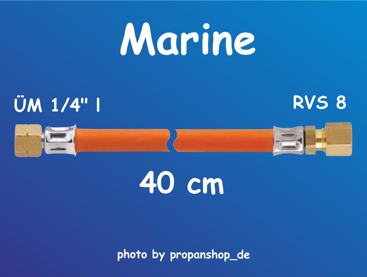 Marine Gasschlauch 40 cm Messing Edelstahl