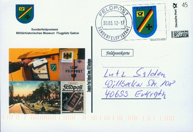 Motiv: MILITAR HISTORISCHES MUSEUM, Beschriftung "Deutsche Post Feldpost Bonn, ASt Kenzingen"
