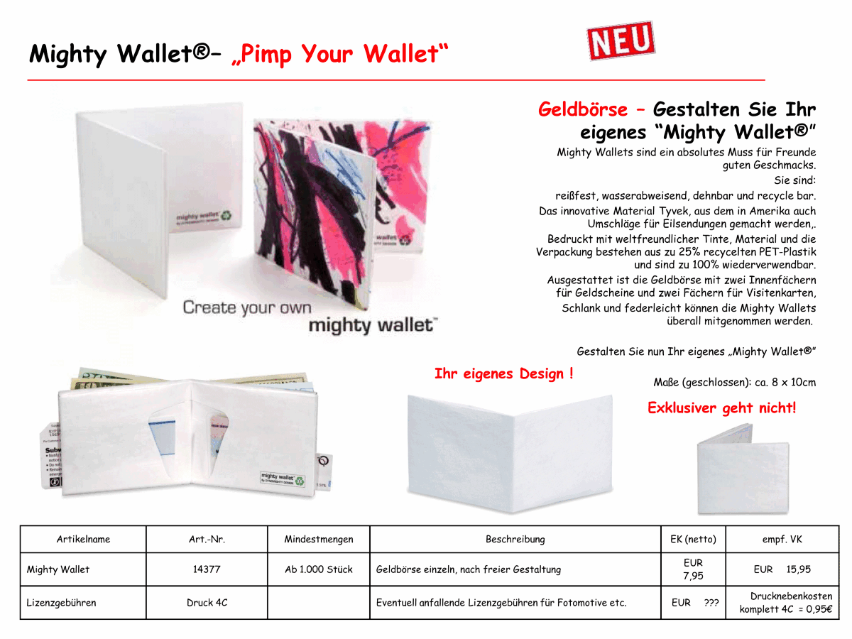 Werbemittel Mighty Wallet