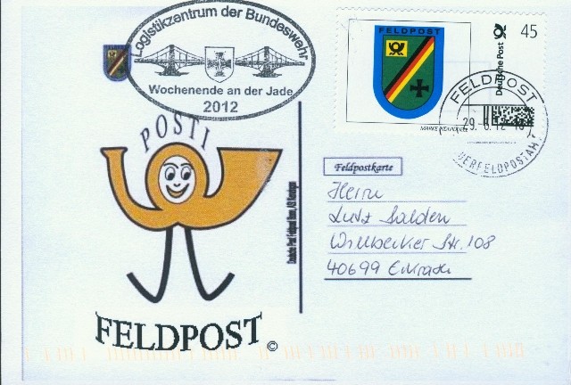 Motiv: POSTI groß kopiert, Beschriftung, "Deutsche Post Feldpost Bonn, ASt Kenzingen "