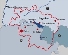 Karte der Euregio Bodensee
