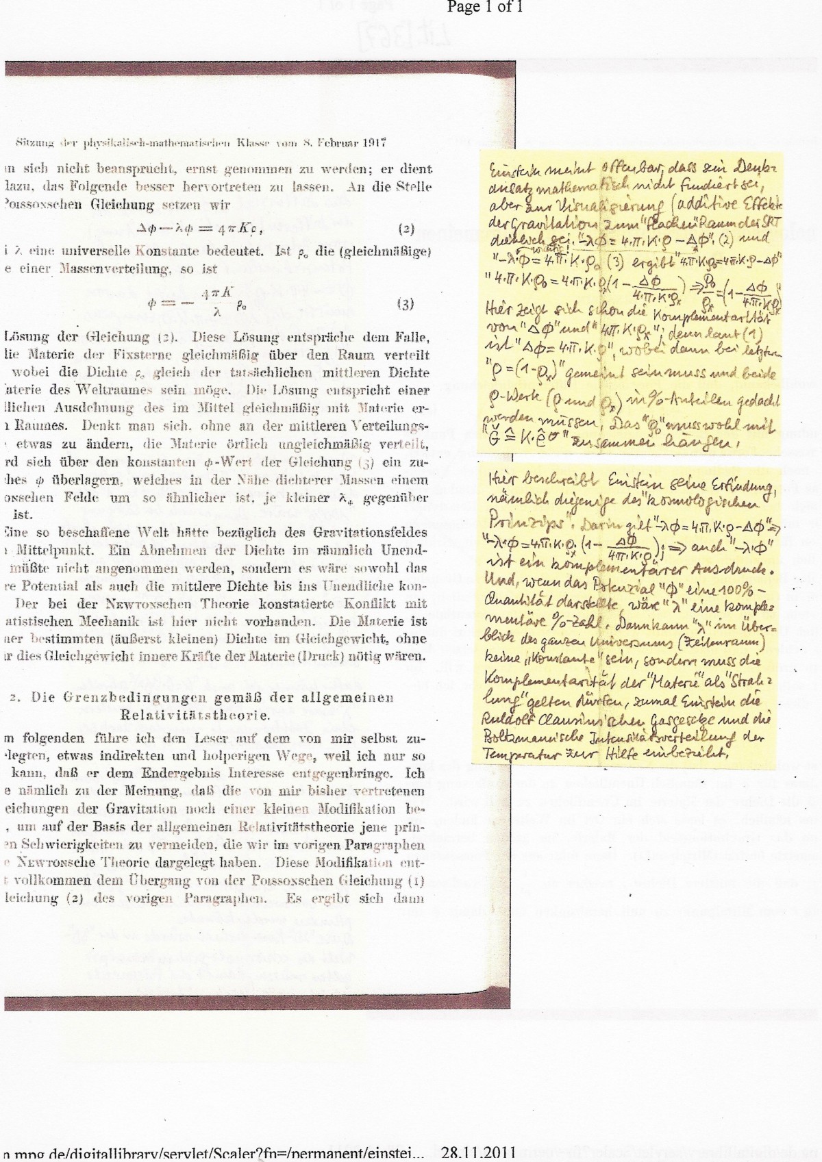 Seite 144 von Einstein's Protokoll