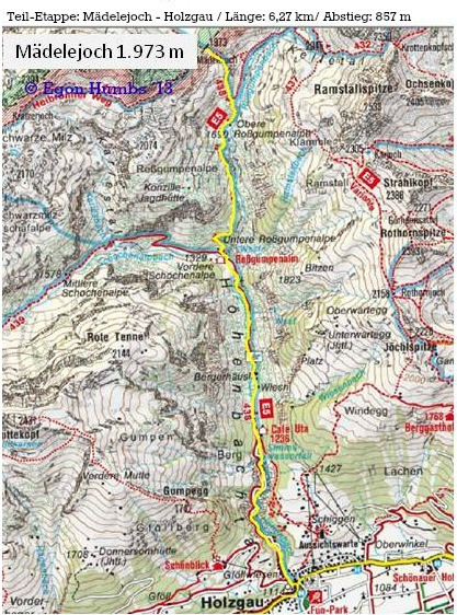 Karte Mädelejoch - Holzgau