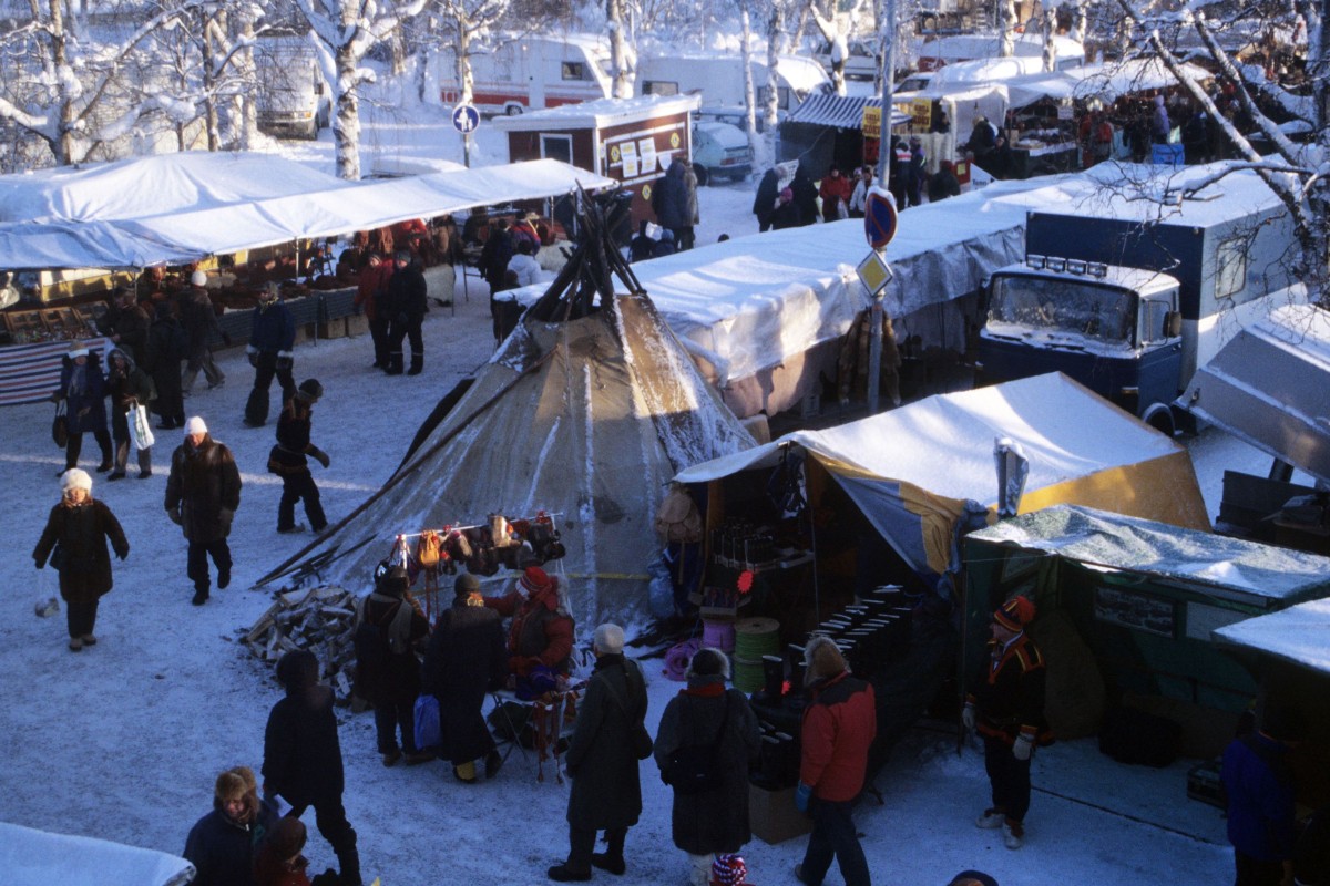Jokkmokks Vintermarknad Wintermarkt Sapmi Schweden