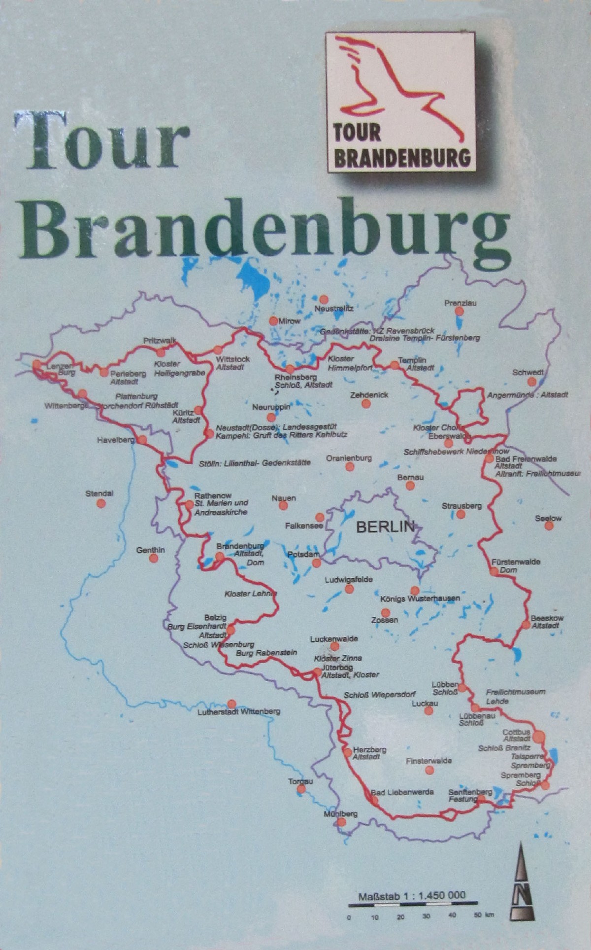 Übersichtskarte "Tour Brandenburg" des TMB