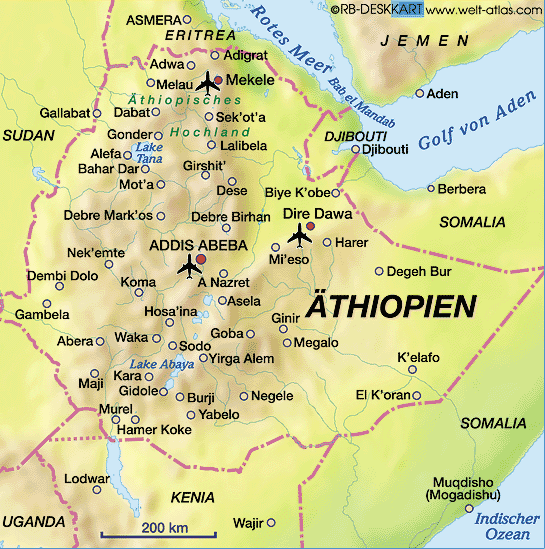 Karte Ähtiopien