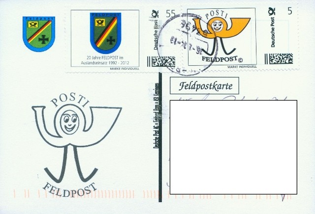 Rückseite: Beschriftung, "Deutsche Post AG Feldpost Bonn, ASt Kenzingen"