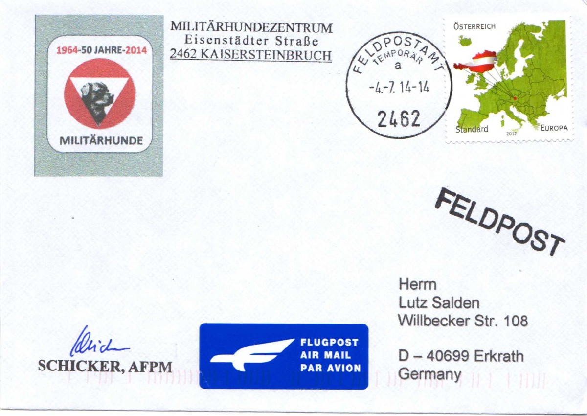 Auslandsbrief mit  Feldpoststempel 3462 Uz a