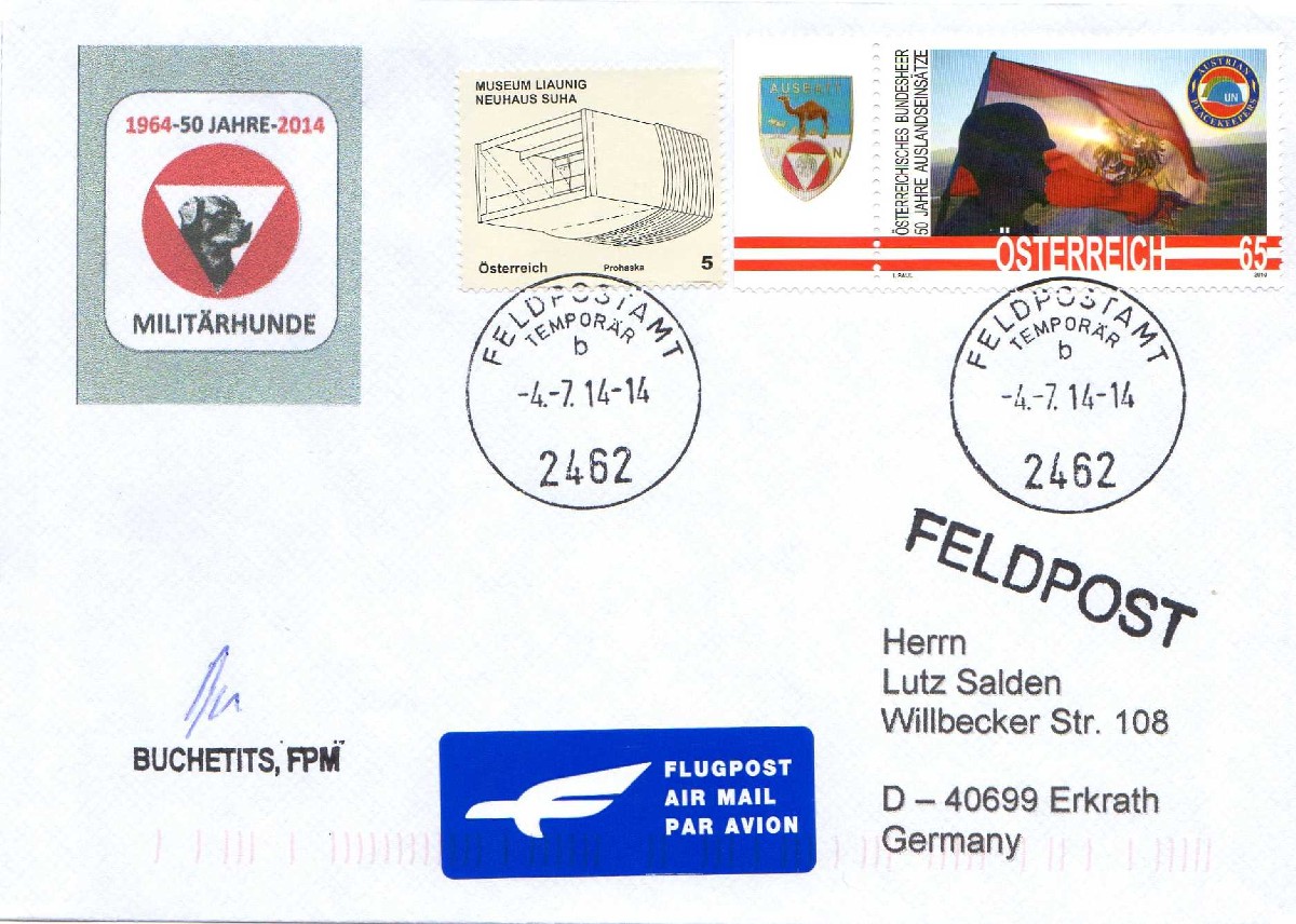 Auslandsbrief mit  Feldpoststempel 3462 Uz b