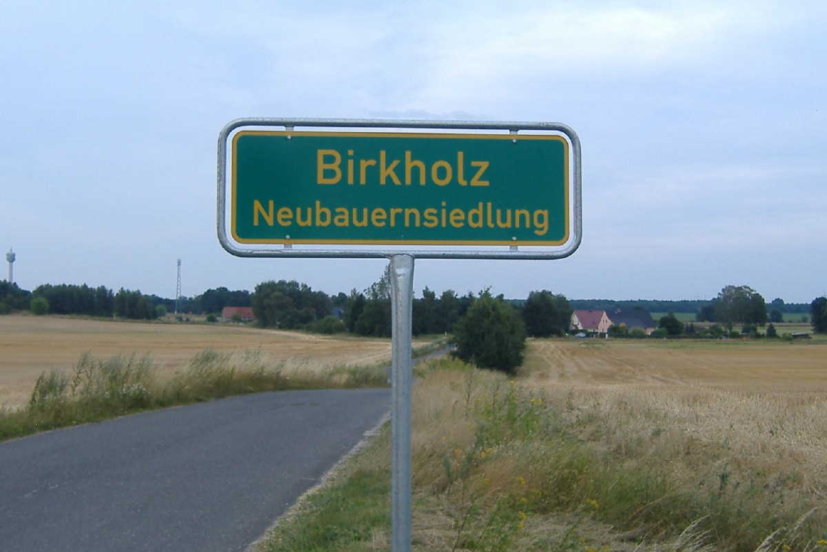 Ortsschild Birkholz Neubauernsiedlung