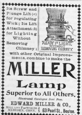 E. Miller Lamps Kerosene Lamp Edward Miller Oil