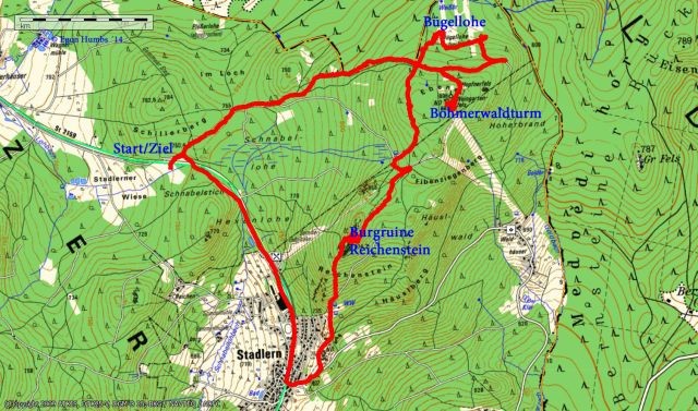Route Bügellohe - Böhmerwaldturm