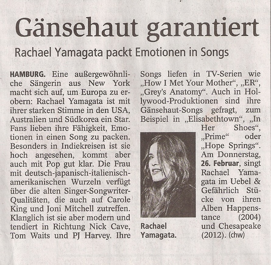 Rachael Yamagata, Stader Tageblatt