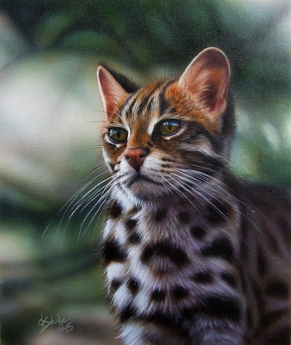 Oil painting Leopard Cat