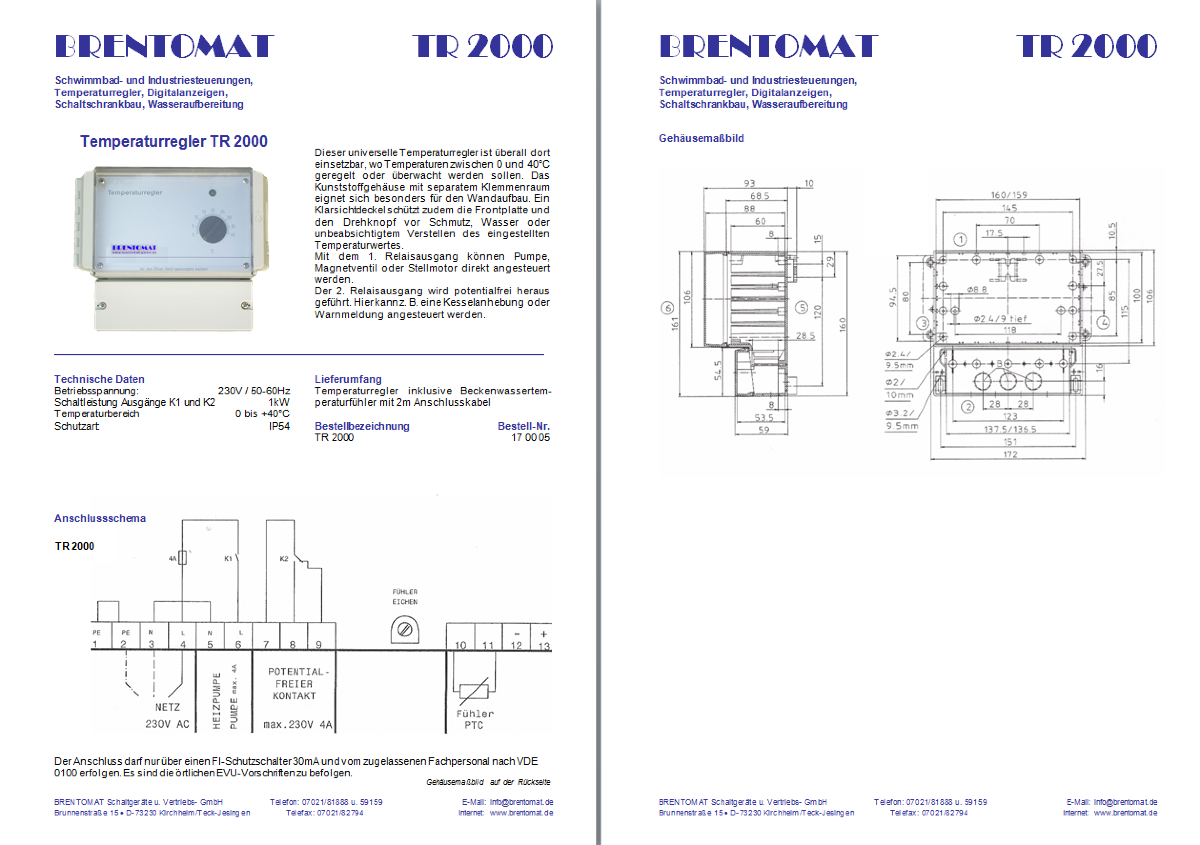 Brentomat Temperaturregler TR 2000