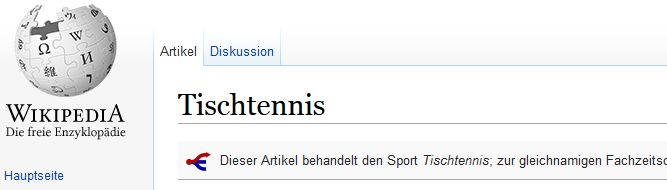 Tischtennis auf Wikipedia