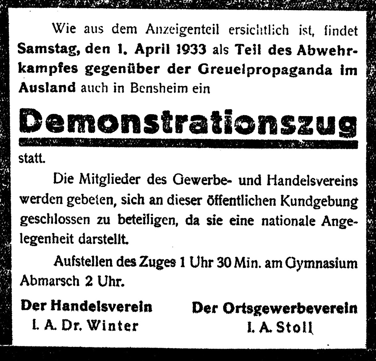 Antijüdische Demonstration 1933