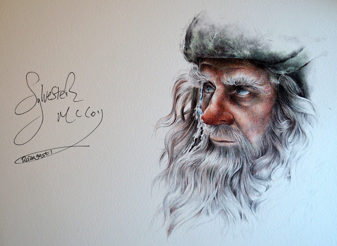 Sylvester McCoy signed portrait Hobbit Stamenkovic