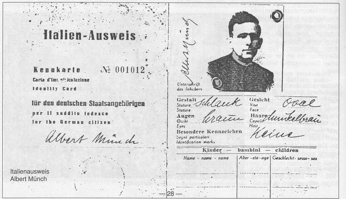 Albert Münch Italien-Ausweis