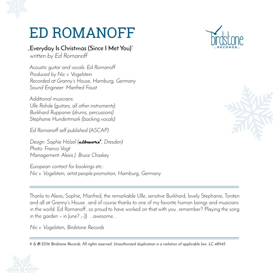 Birdstone Records, Ed Romanoff, Christmas