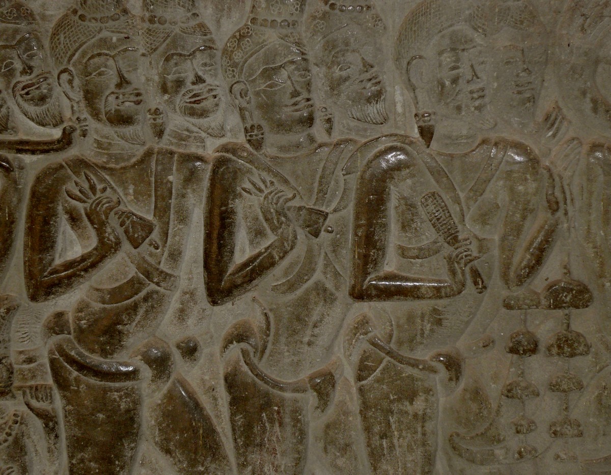 Brahmanen Umzug in Angkor Wat im frühen 12. Jh. n. Chr. Glocken läuten den Sieg ihres Königs ein