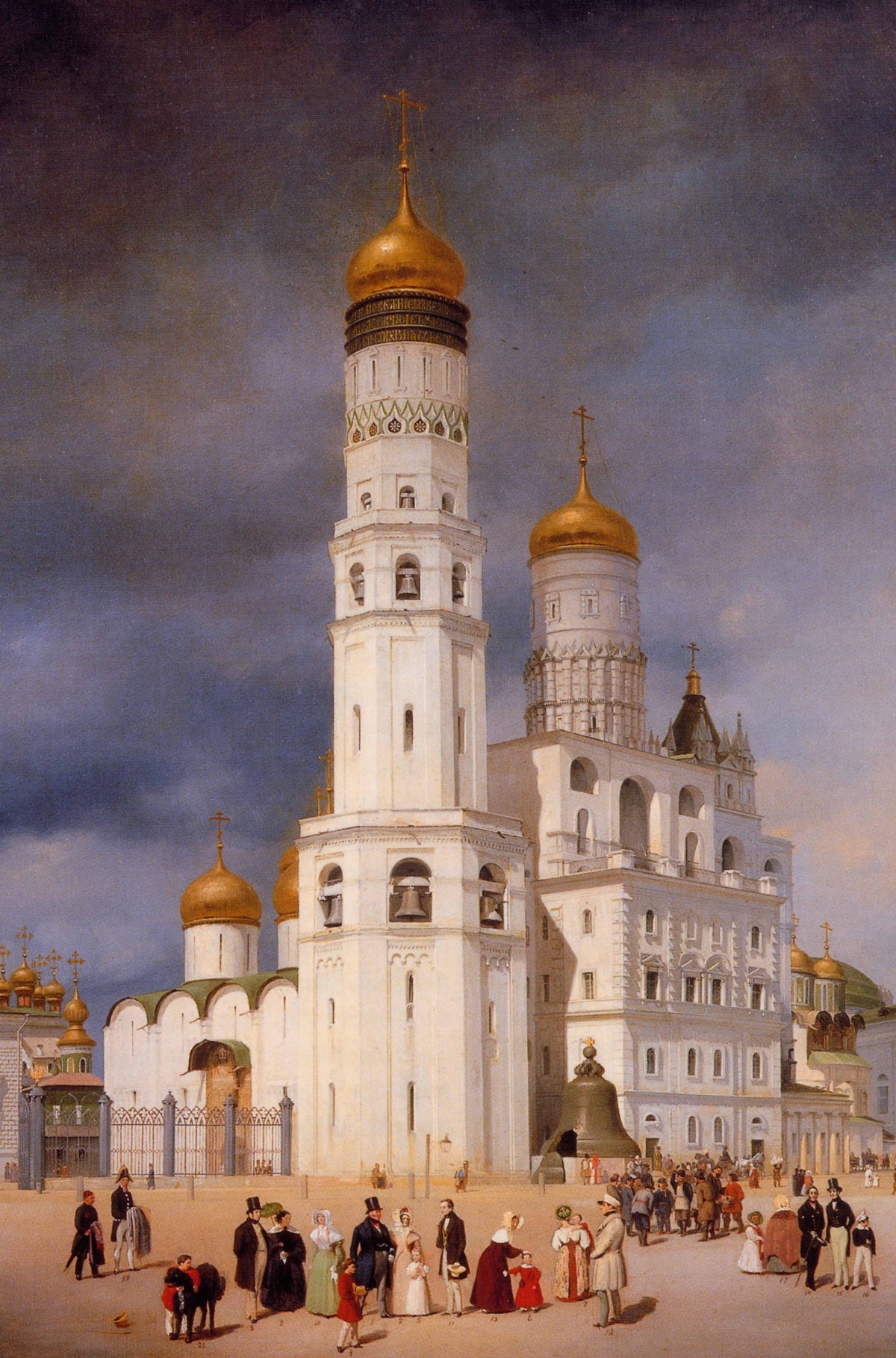 Die Familie Olsujeff beim Glockenkonzert auf dem Ivanovskaja-Platz im Moskauer Kreml, Johann Philipp Eduard Gaertner, 1839.