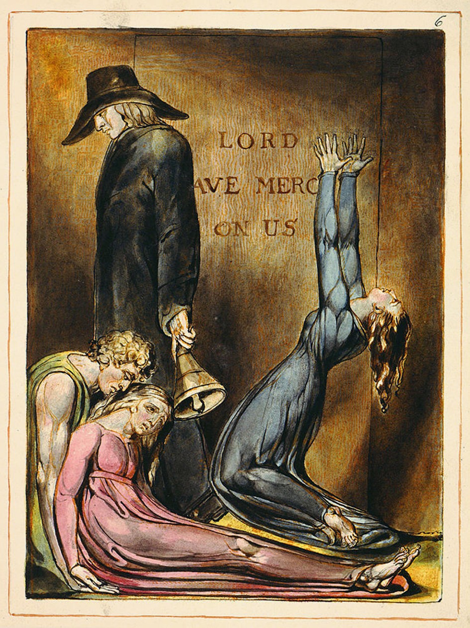Europe a Prophecy, illustriert von William Blake, 1794. Das Gedicht "malt" die Zukunft Europas in düsteren Farben und Bildern.