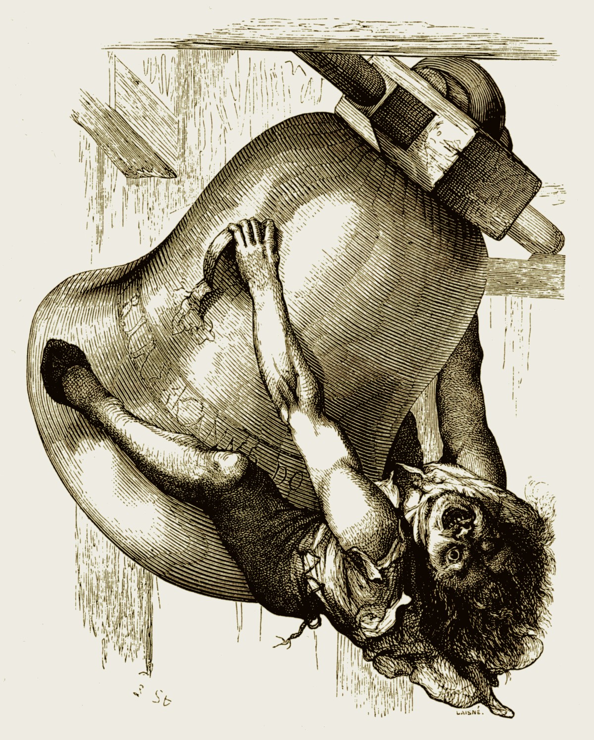 Quasimodo "läutet" seine Marie, Paris 1840.