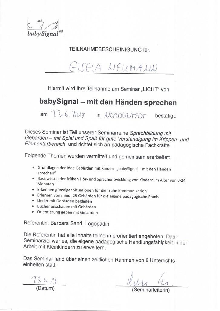 Weiterbildung BabySignal
