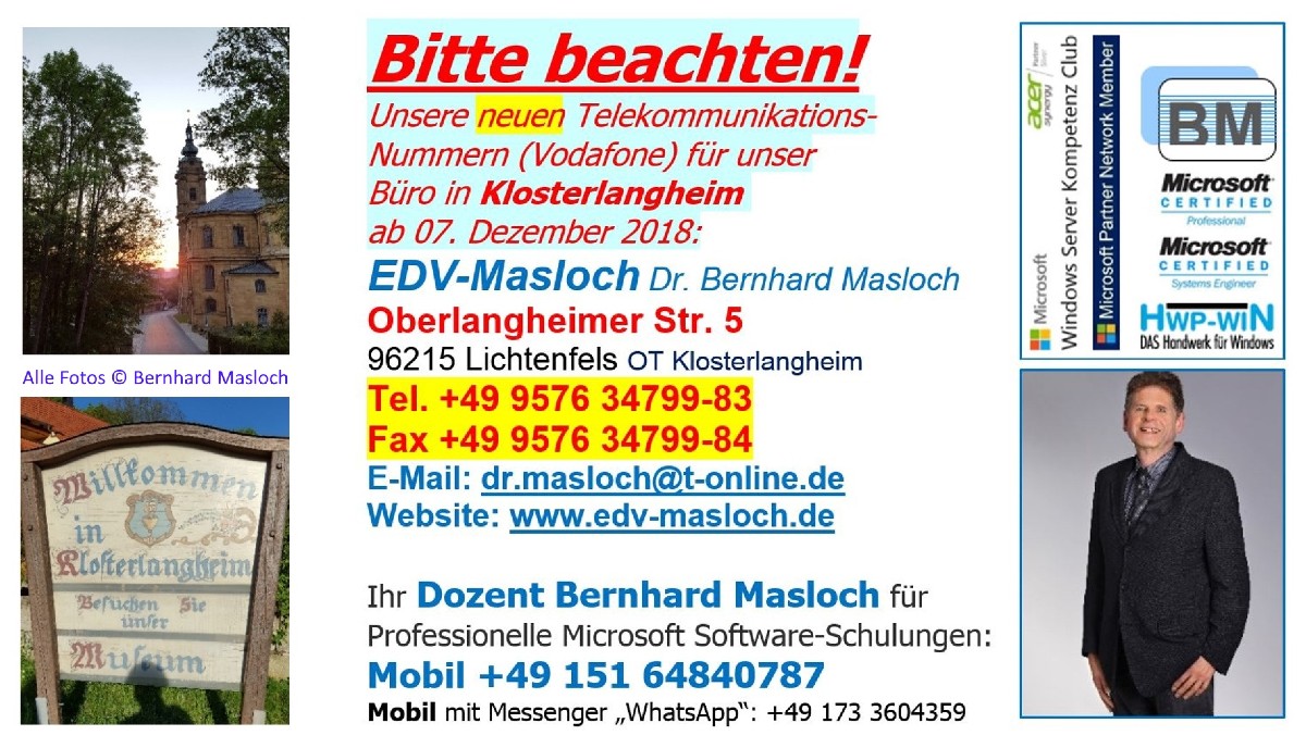 Ihr IT-Dozent Bernhard Masloch in Lichtenfels, NordBayern