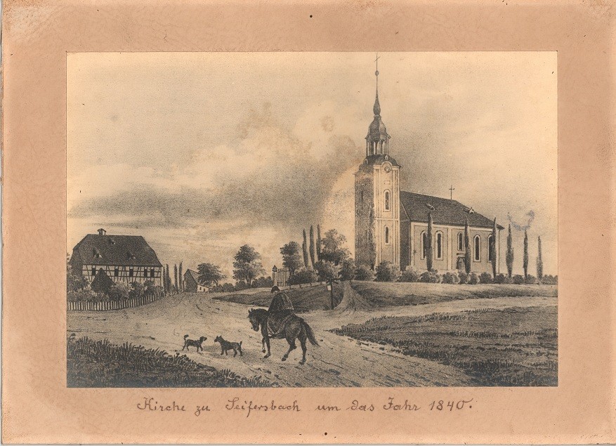 Die Seifersbacher Kirche um das Jahr 1840.
