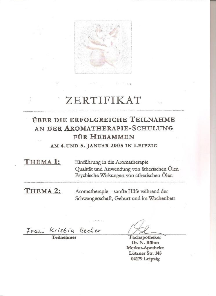 Zertifikat Aromatherapie
