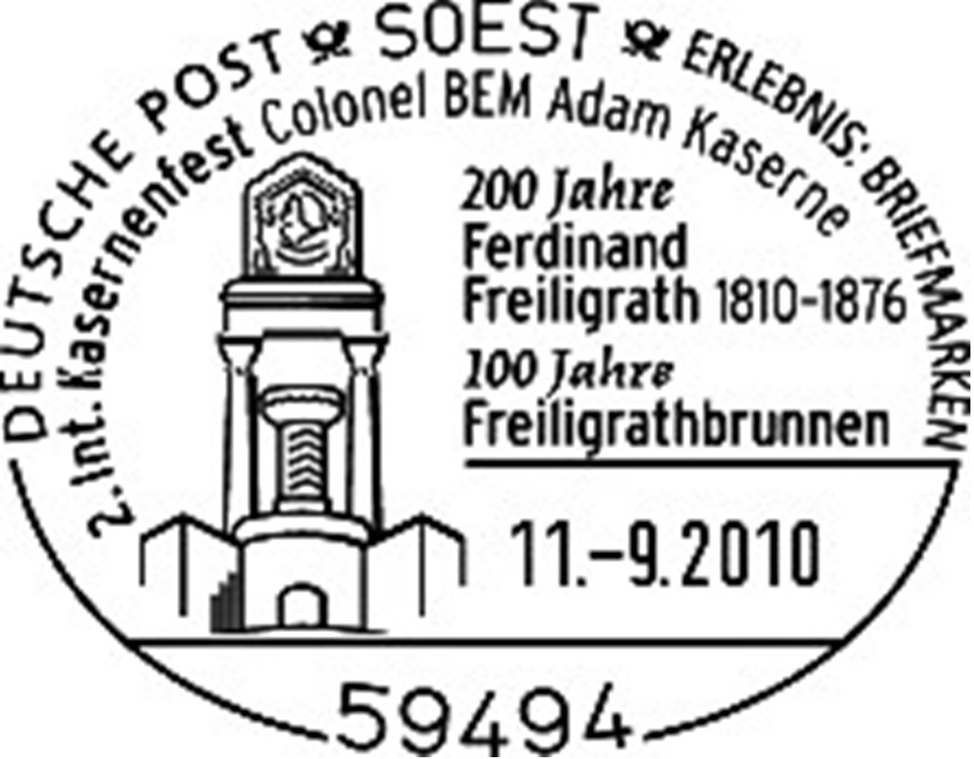 2. Int. Kasernenfest Colonel BEM Adam Kaserne 200 Jahre Ferdinand Freiligrath 1810 1876 100 Jahre / Freiligrathbrunnen