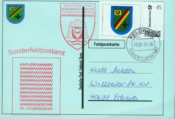 Motiv: Kieler Woche, Beschriftung "Deutsche Post Feldpost Bonn"