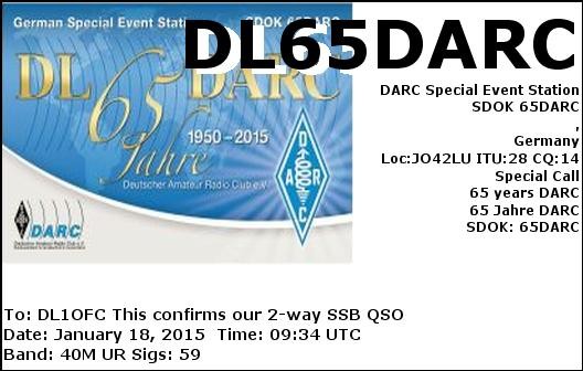 eQSL DL65DARC Sonderstation DARC e.V.
