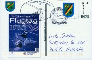 Motiv: Plakat Flugtag NiederstettenBeschriftung, "Deutsche Post Feldpost Bonn, ASt Kenzingen"