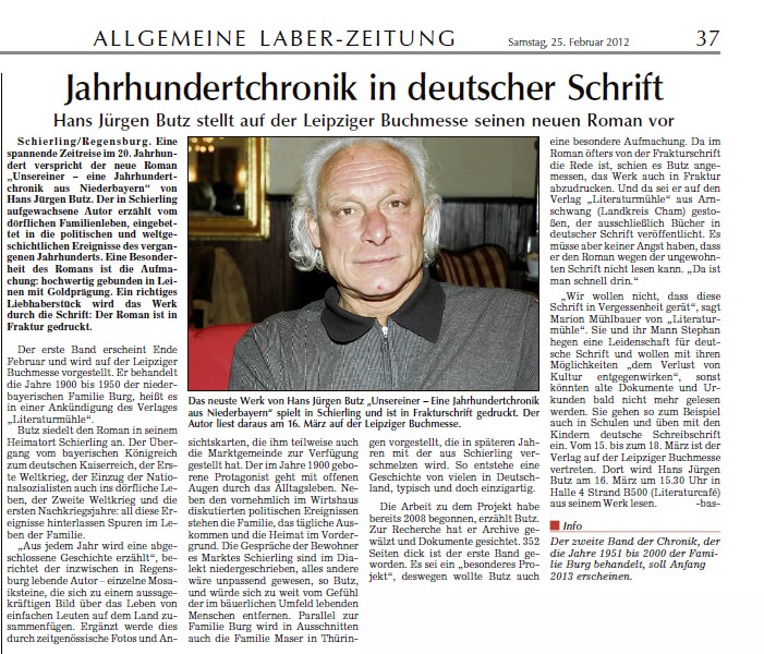 Neuerscheinung: Butz, Unsereiner, Laber-Zeitung