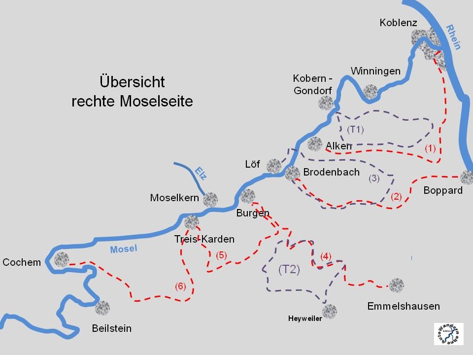 Wandern ohne Auto Karte Mosel Koblenz Beilstein