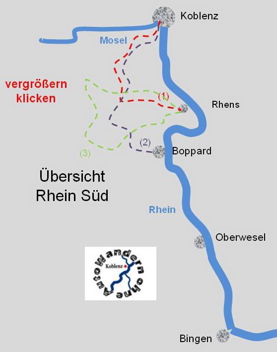 Wandern ohne Auto Karte Rhein Süd
