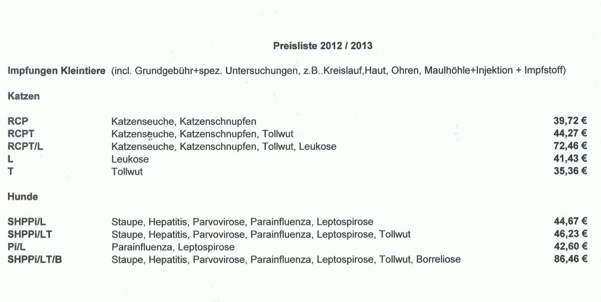Preisliste 2012/2013