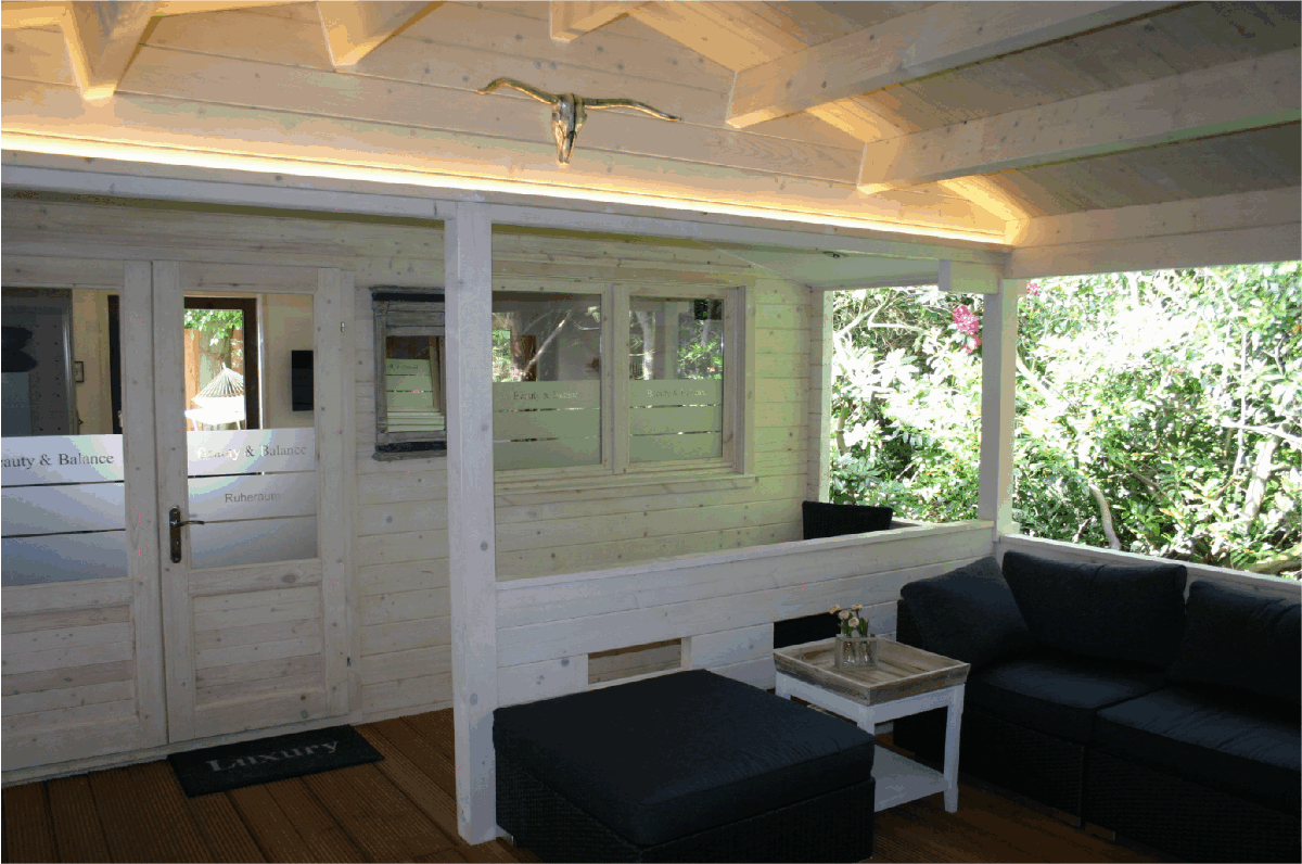Sauna Terrasse Tür Ruheraum