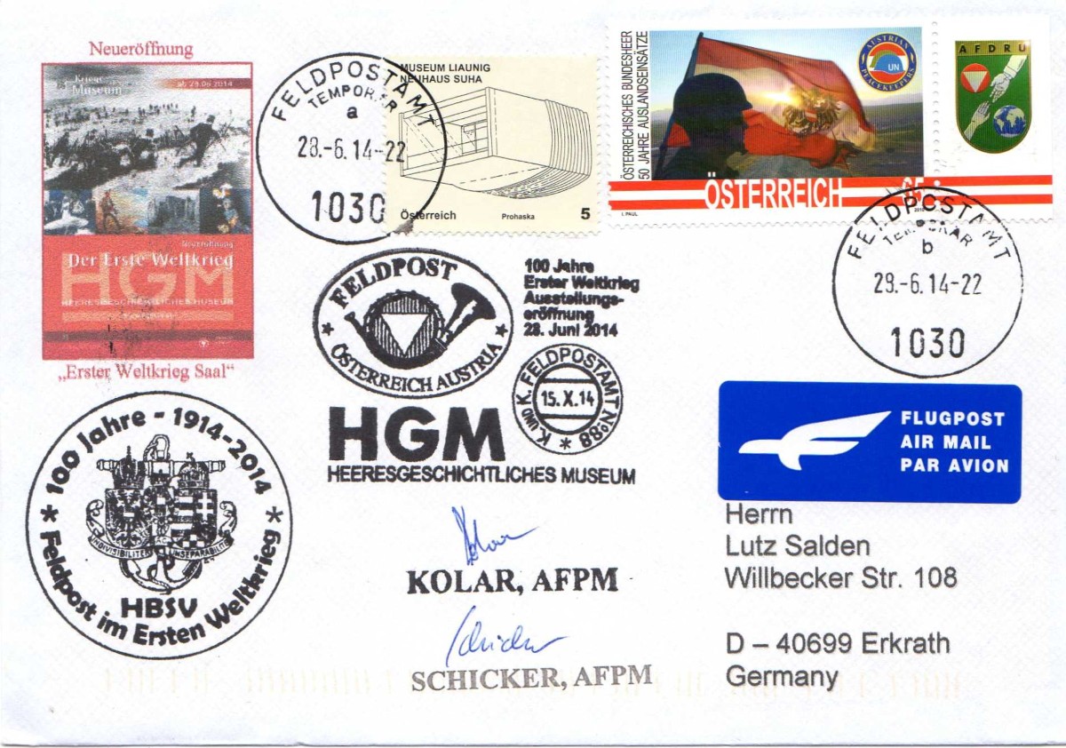Auslandsbrief mit  Feldpoststempel 1030 Uz a und b