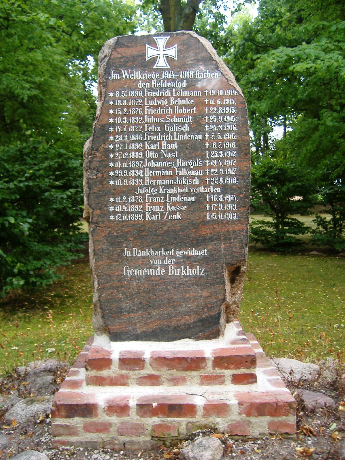 Denkmal für die Gaefallenen des Ersten Weltkrieges