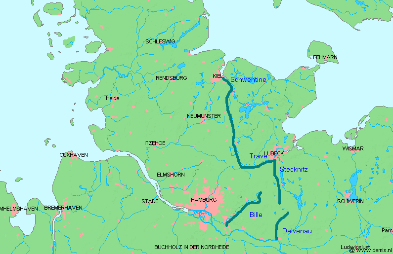 Verlauf des Limes Saxoniae in Schleswig-Holstein
