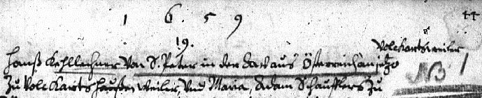 Trauungseintrag Hanß Kehllechner 1659
