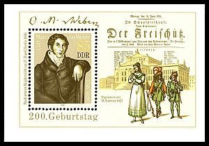 Briefmarke Carl Maria von Weber DDR 1986