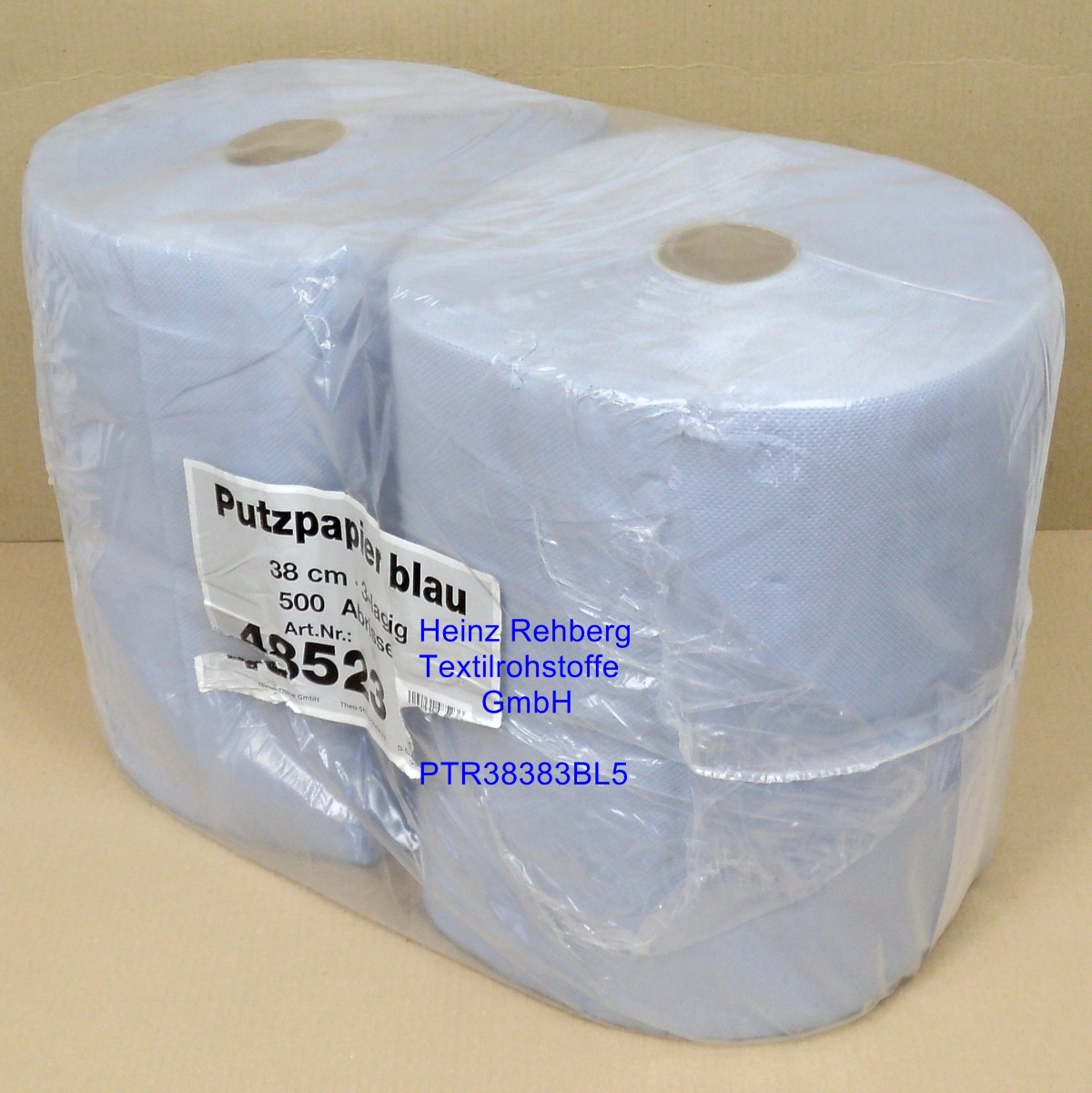 Putzpapierrolle blau 3-lagig verleimt 38 cm breit perforiert 500 Blatt á 36 cm Metsä Hausmarke