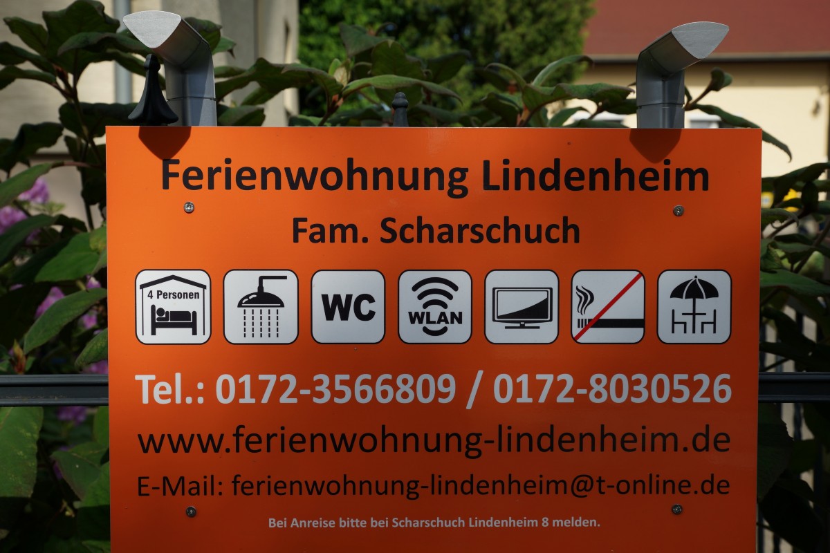 Ferienwohnung Lindenheim Dresden Empfangsschild